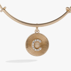 Pave Starburst Texture Initial Bangle C Gold | Alex and Ani