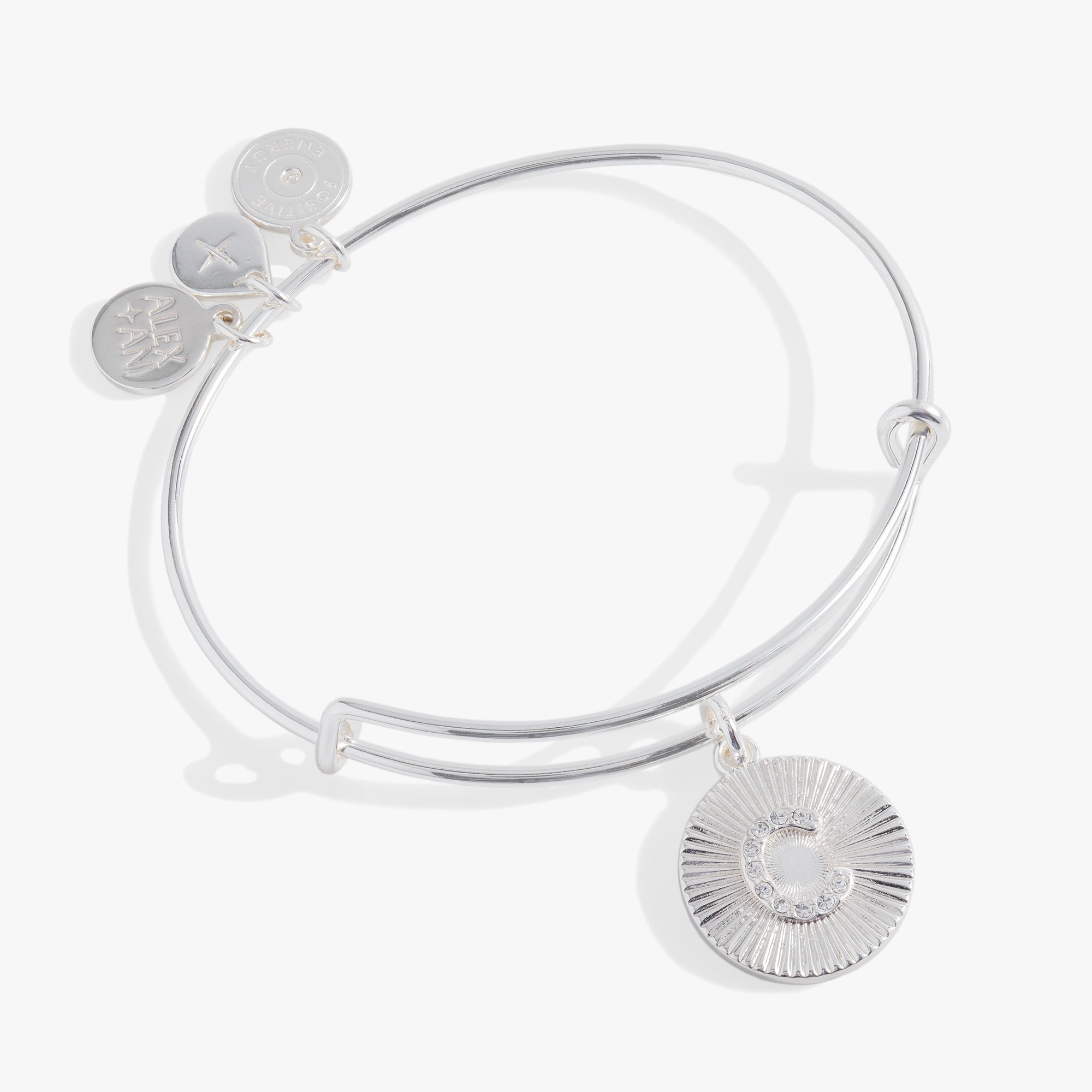 Pave Starburst Texture Initial Bangle C Gold | Alex and Ani