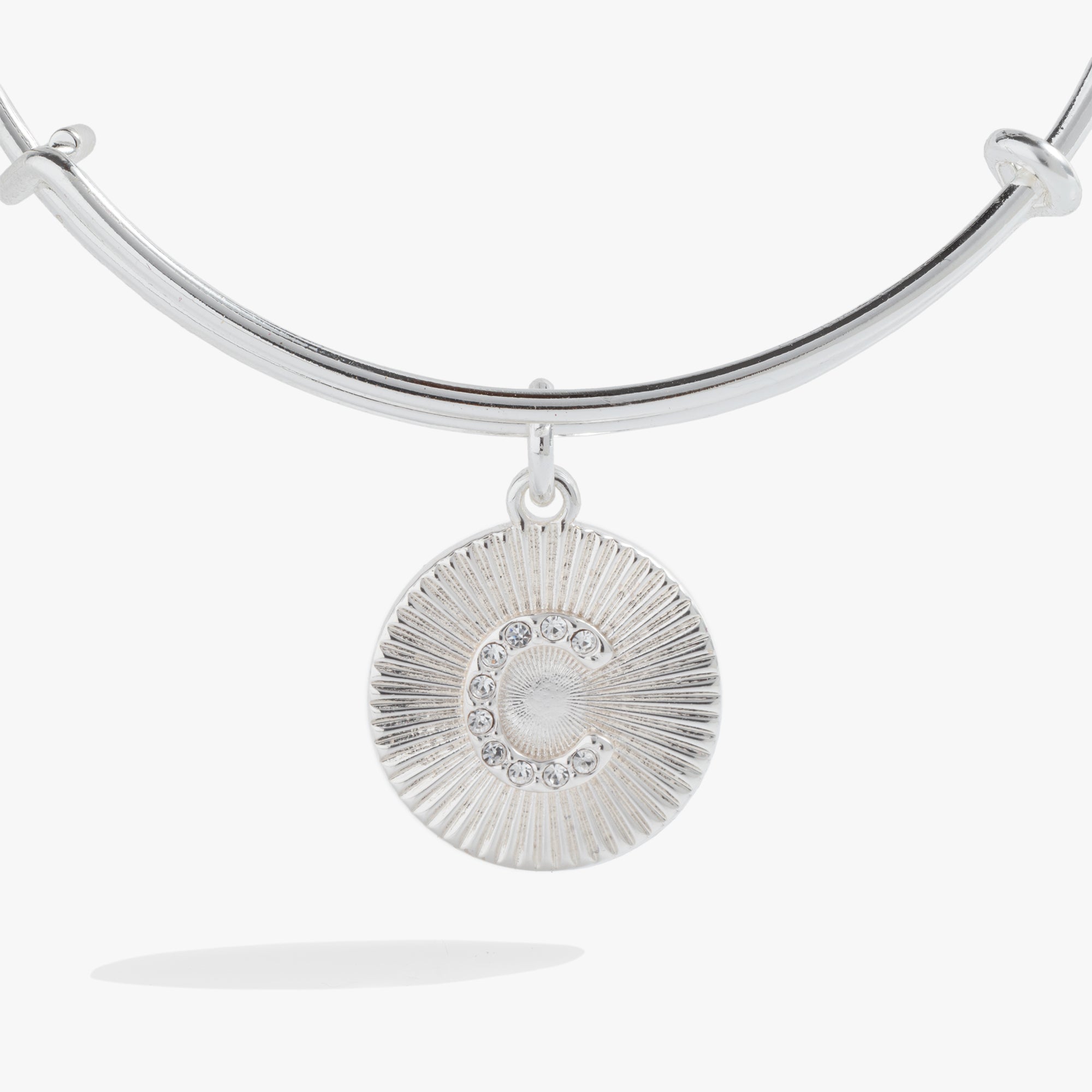 Pave Starburst Texture Initial Bangle C Gold | Alex and Ani