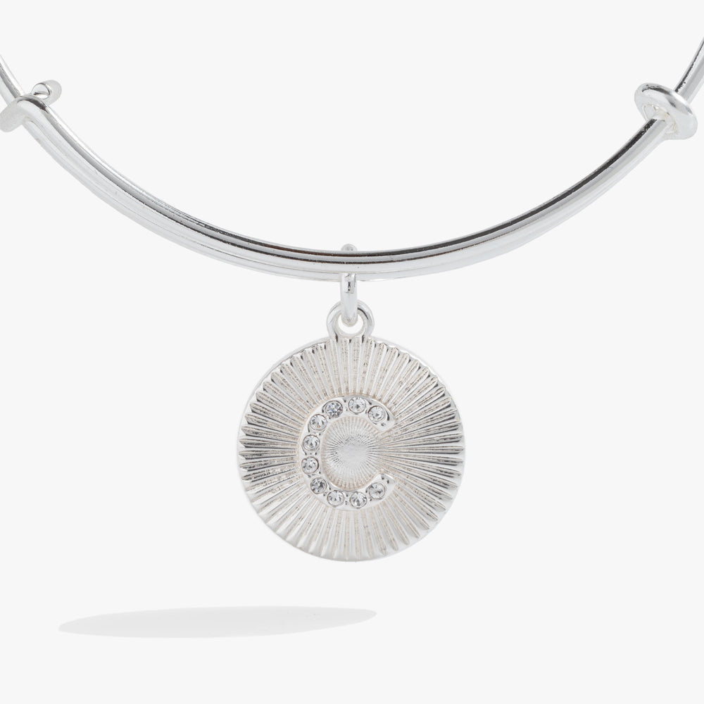 Pave Starburst Texture Initial Bangle C Gold | Alex and Ani