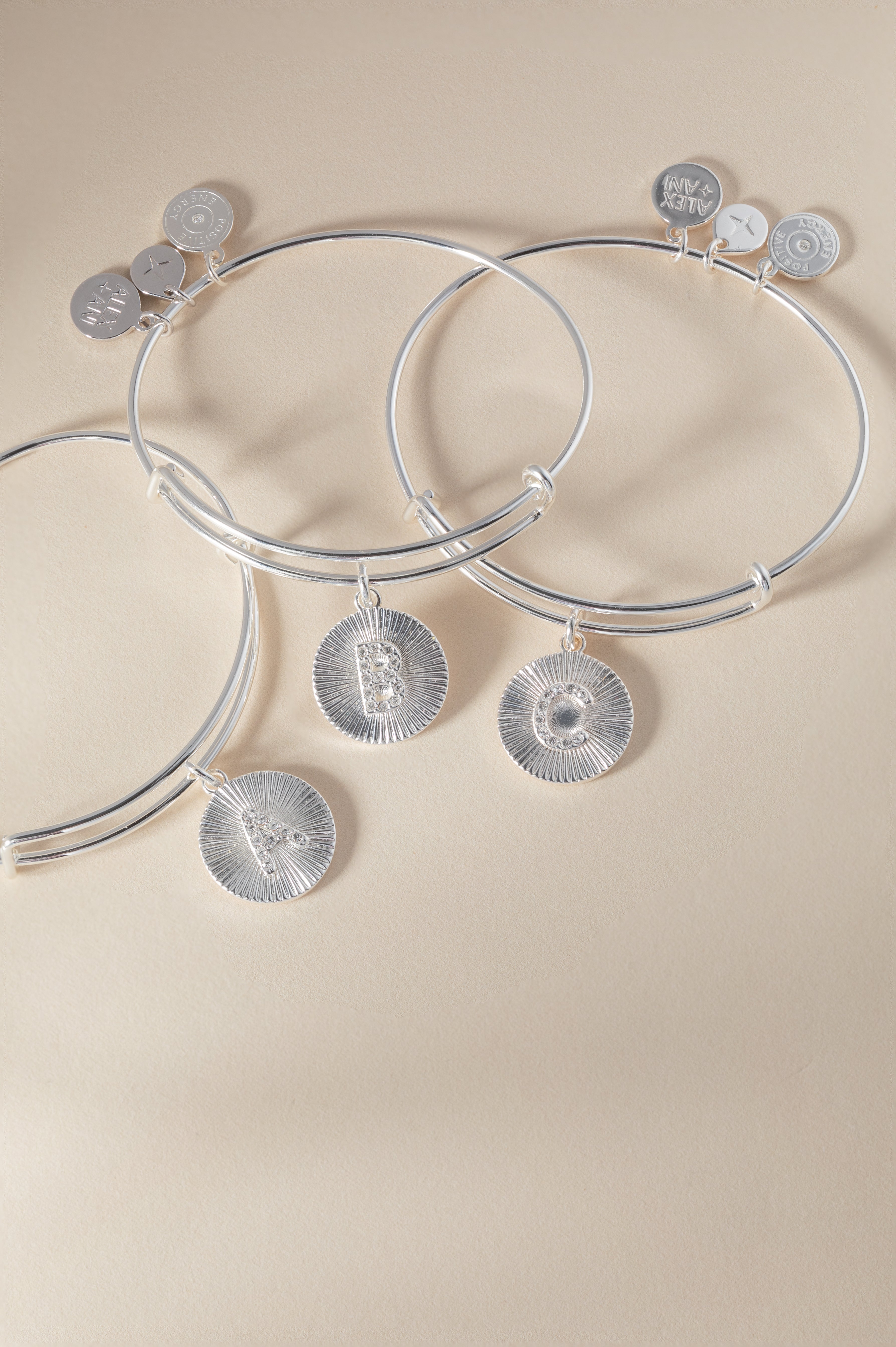 Pave Starburst Texture Initial Bangle C Gold | Alex and Ani