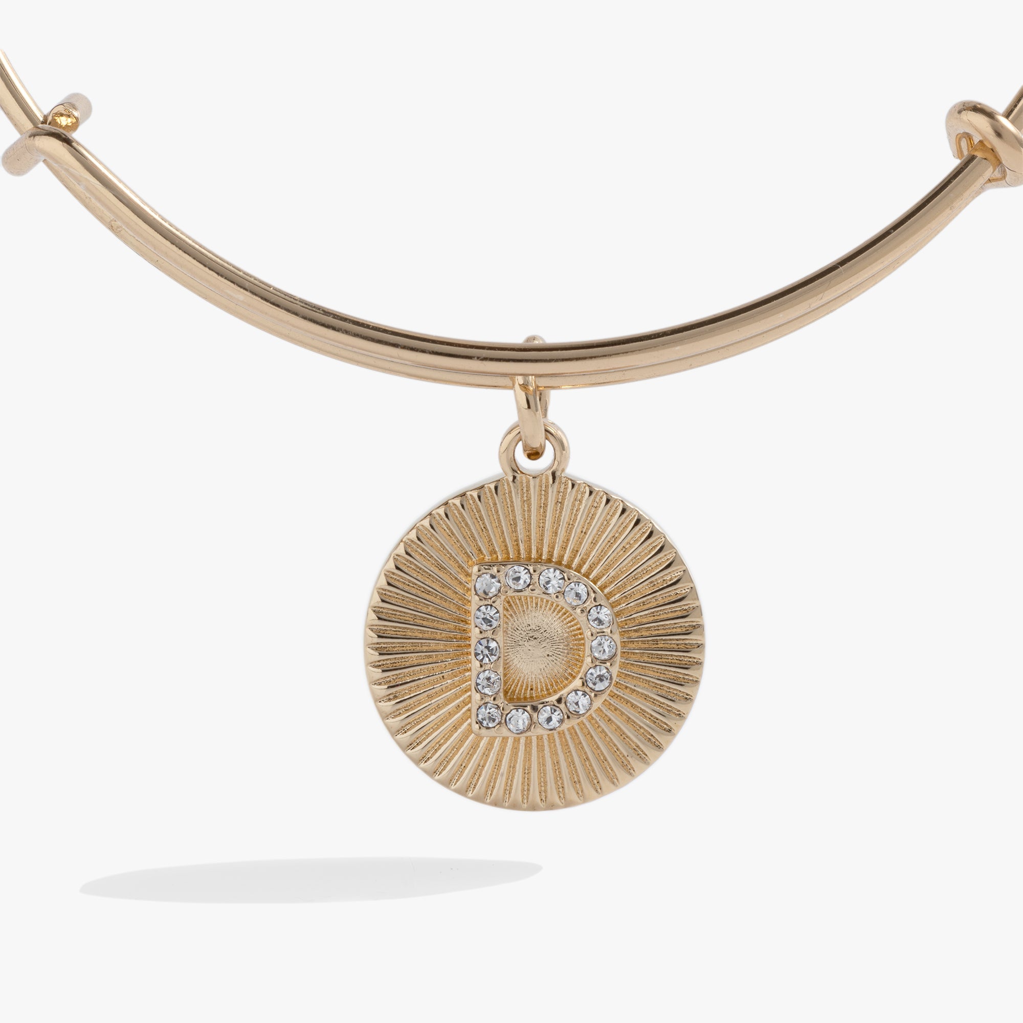 Pave Starburst Texture Initial Bangle D Gold | Alex and Ani