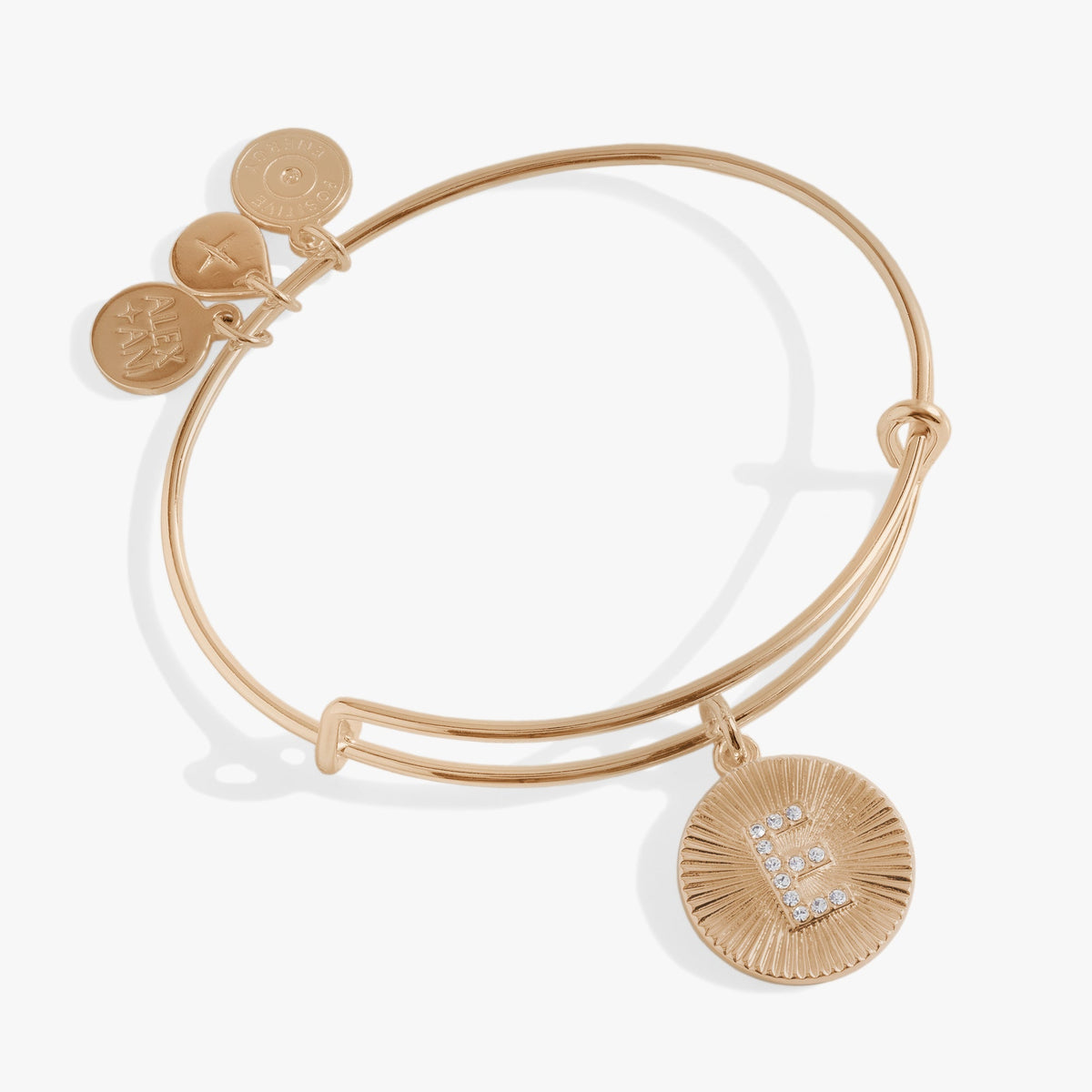 Pave Starburst Texture Initial Bangle E Gold | Alex and Ani