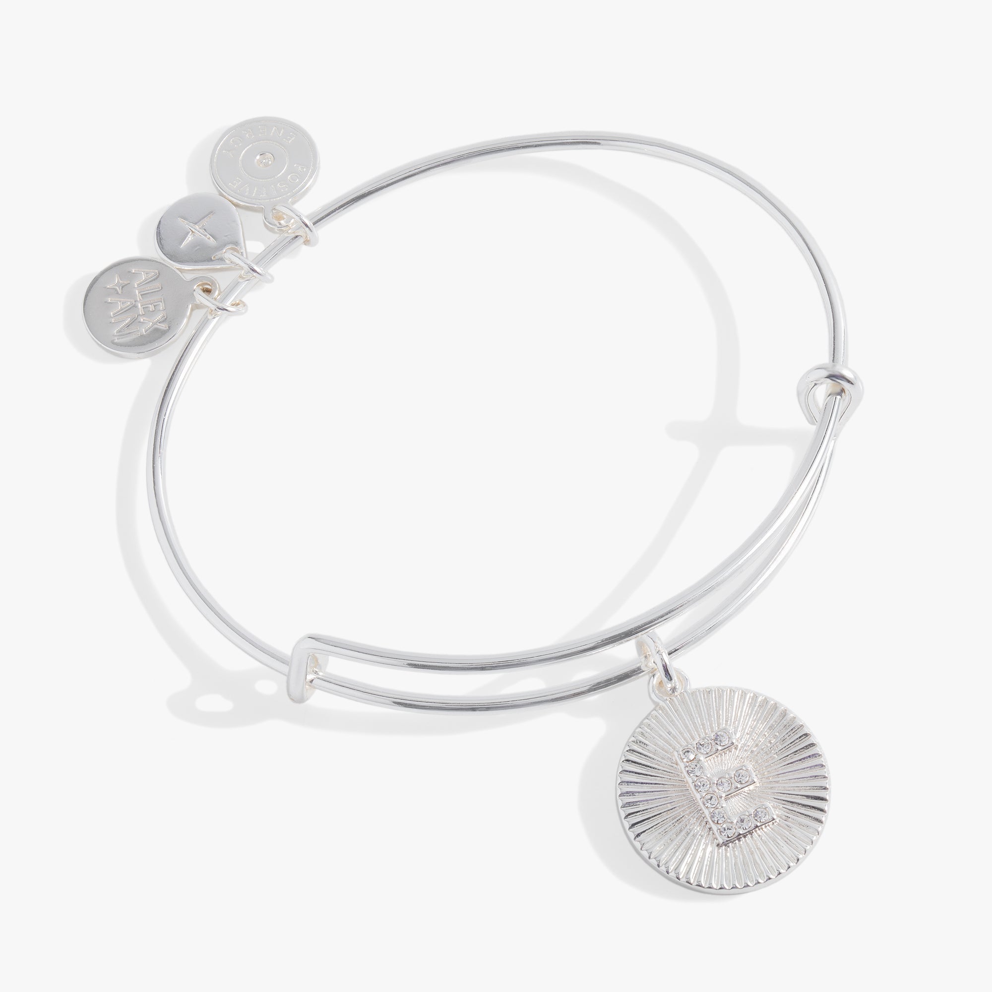 Pave Starburst Texture Initial Bangle E Gold | Alex and Ani