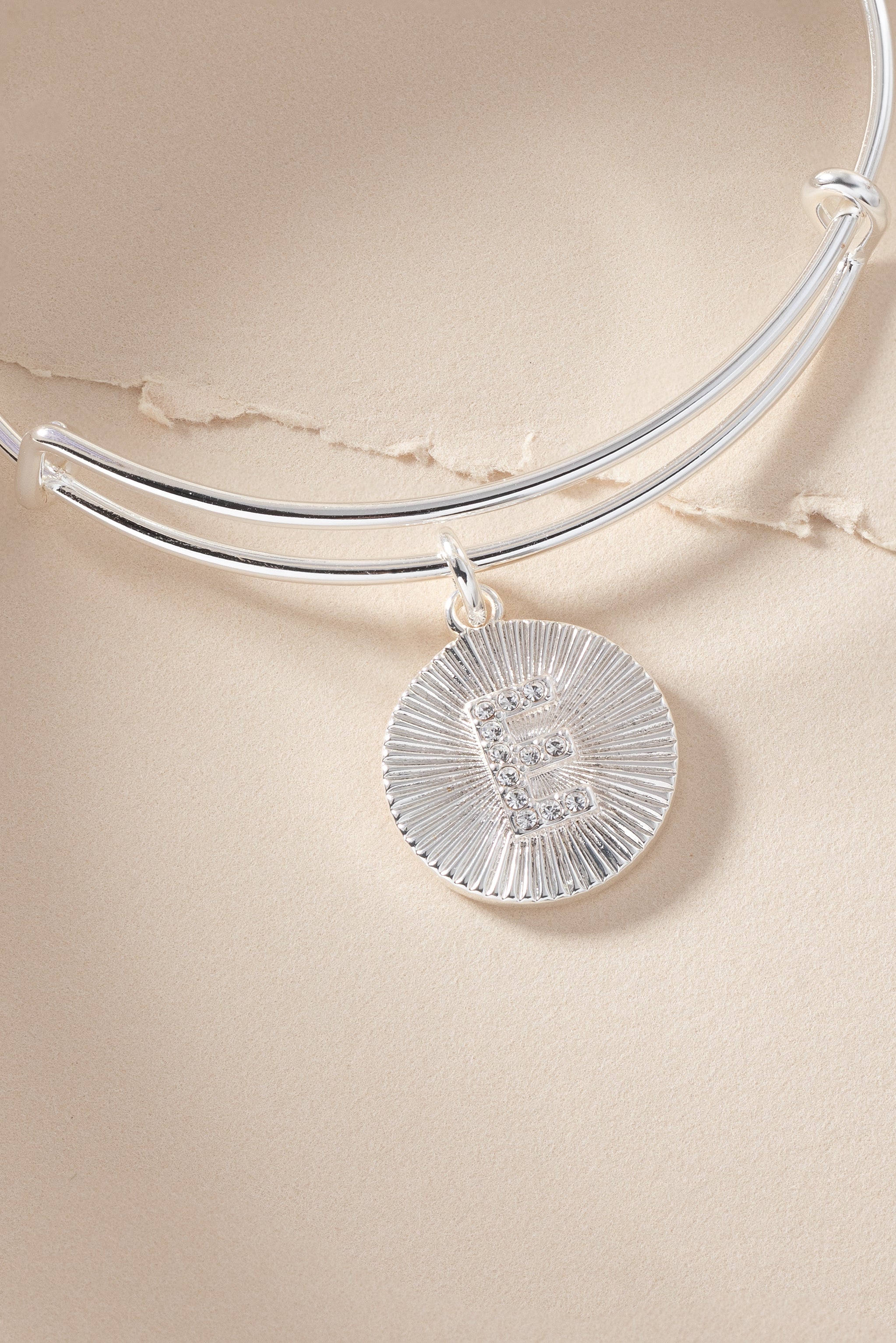Pave Starburst Texture Initial Bangle E Gold | Alex and Ani
