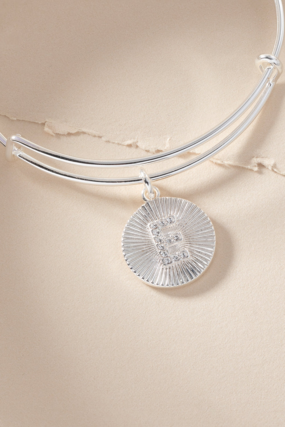 Pave Starburst Texture Initial Bangle E Gold | Alex and Ani