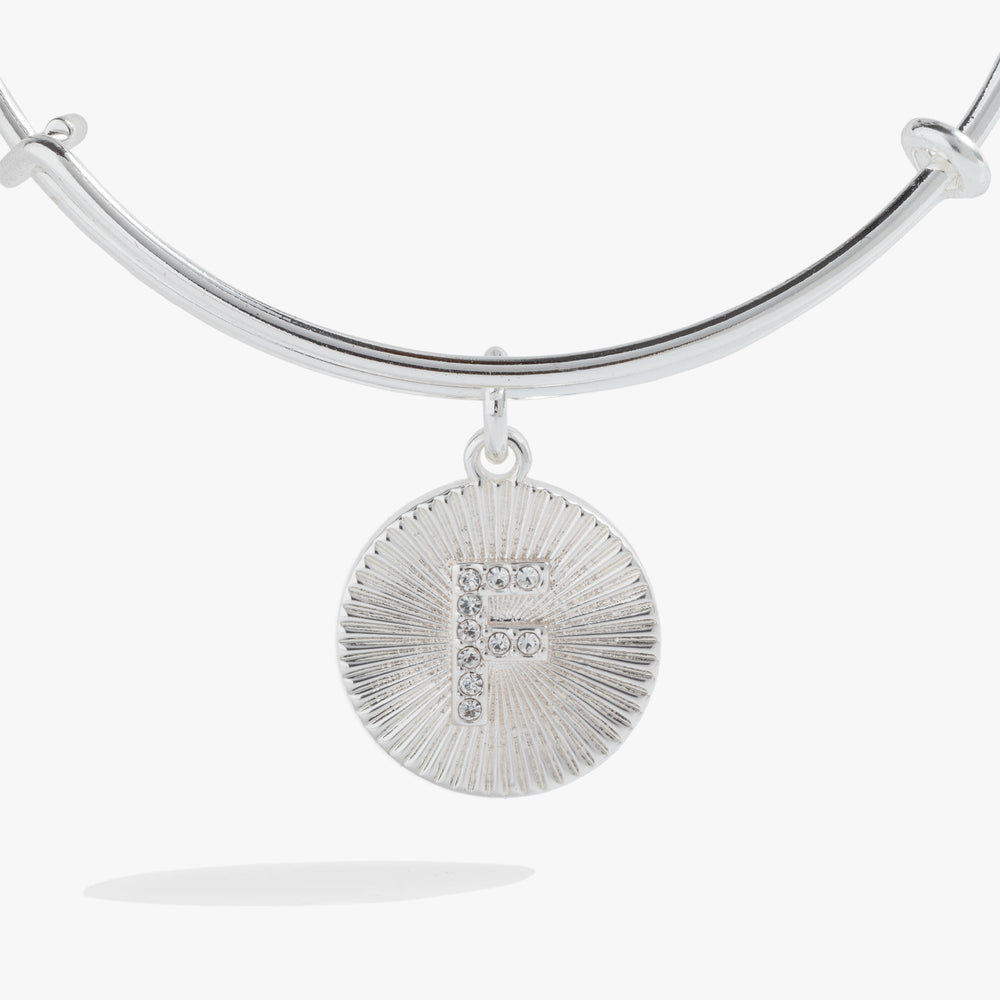 Pave Starburst Texture Initial Bangle F Silver | Alex and Ani