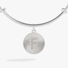 Pave Starburst Texture Initial Bangle F Silver | Alex and Ani