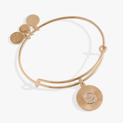 Pave Starburst Texture Initial Bangle G Gold | Alex and Ani