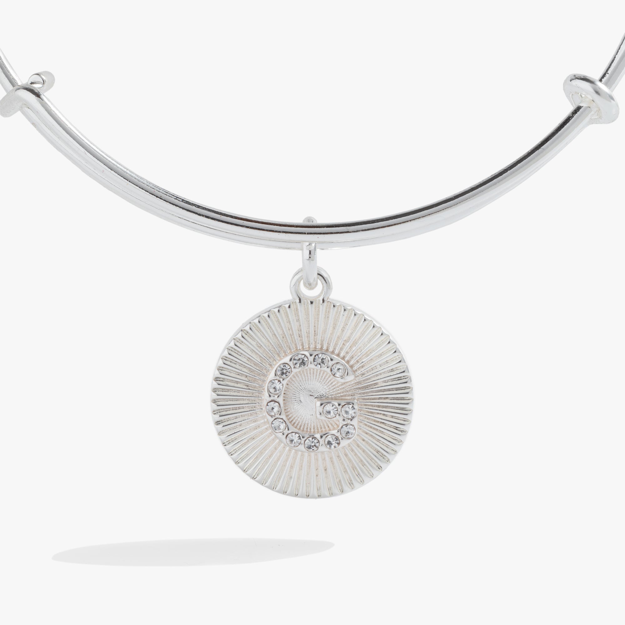 Pave Starburst Texture Initial Bangle G Gold | Alex and Ani