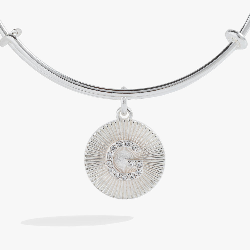 Pave Starburst Texture Initial Bangle G Gold | Alex and Ani