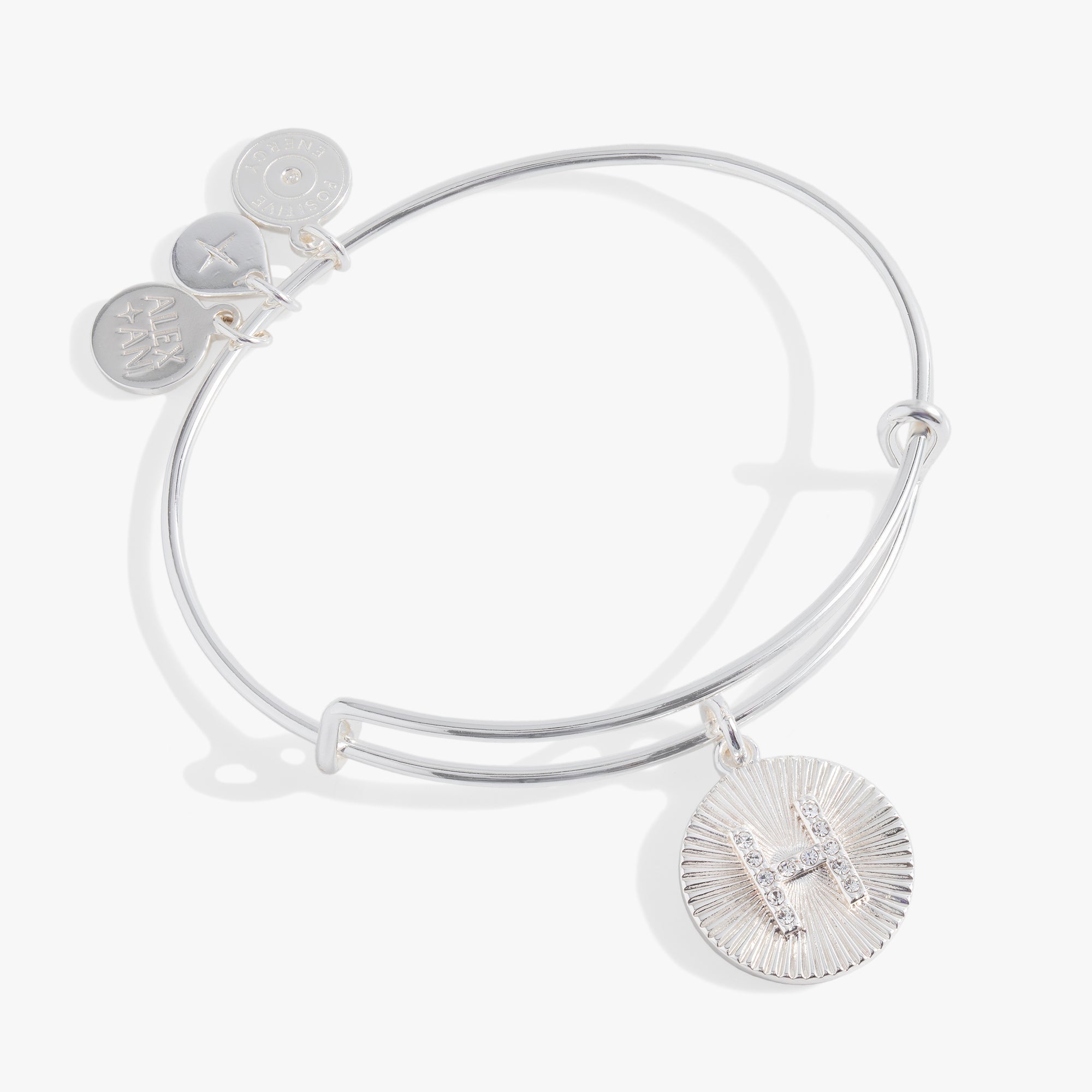 Pave Starburst Texture Initial Bangle H Gold | Alex and Ani