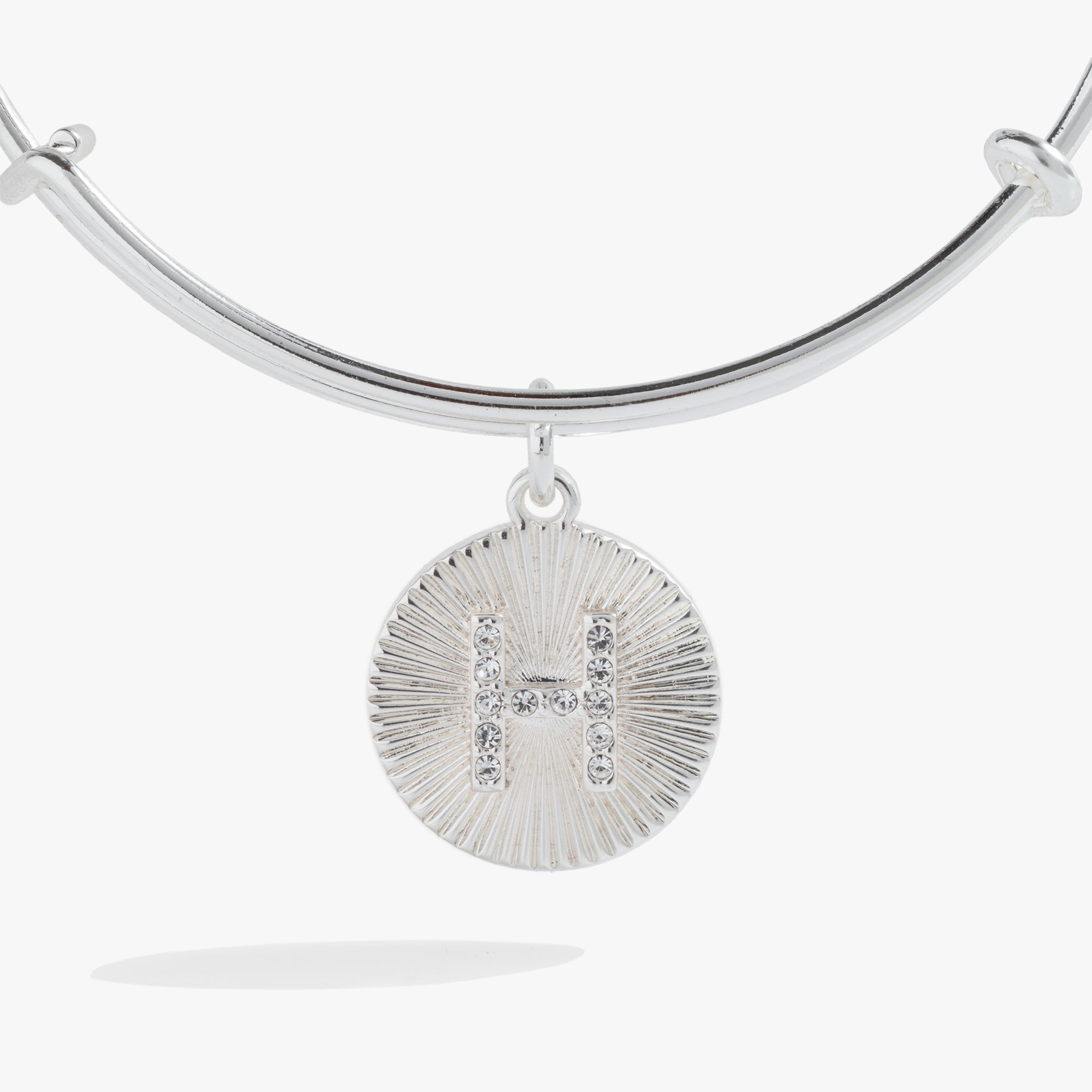 Pave Starburst Texture Initial Bangle H Gold | Alex and Ani