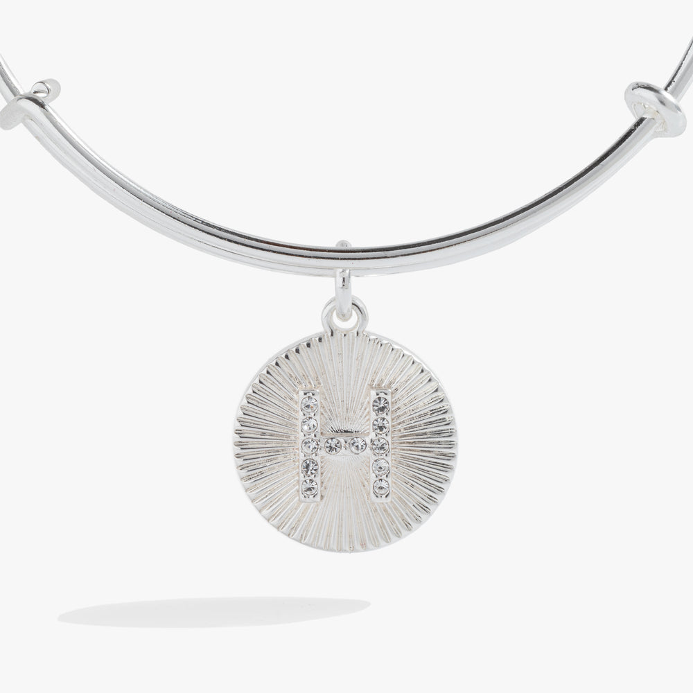 Pave Starburst Texture Initial Bangle H Gold | Alex and Ani