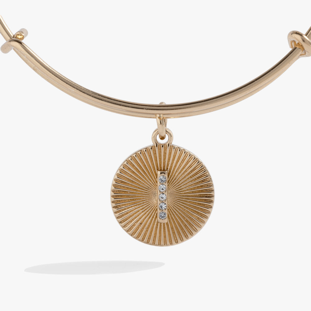 Pave Starburst Texture Initial Bangle I Gold | Alex and Ani