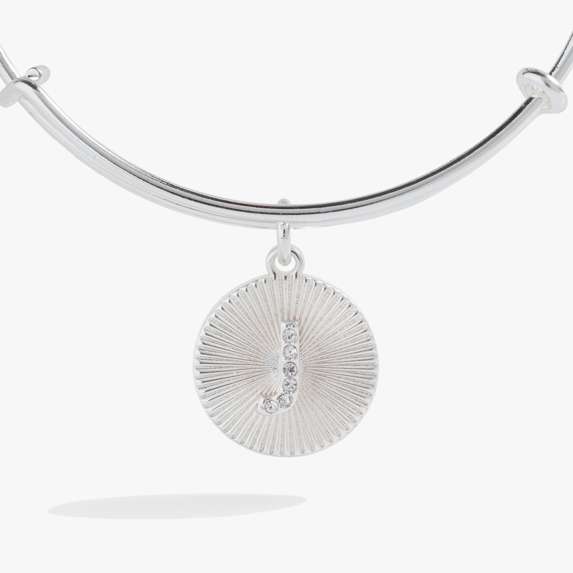 Pave Starburst Texture Initial Bangle J Gold | Alex and Ani