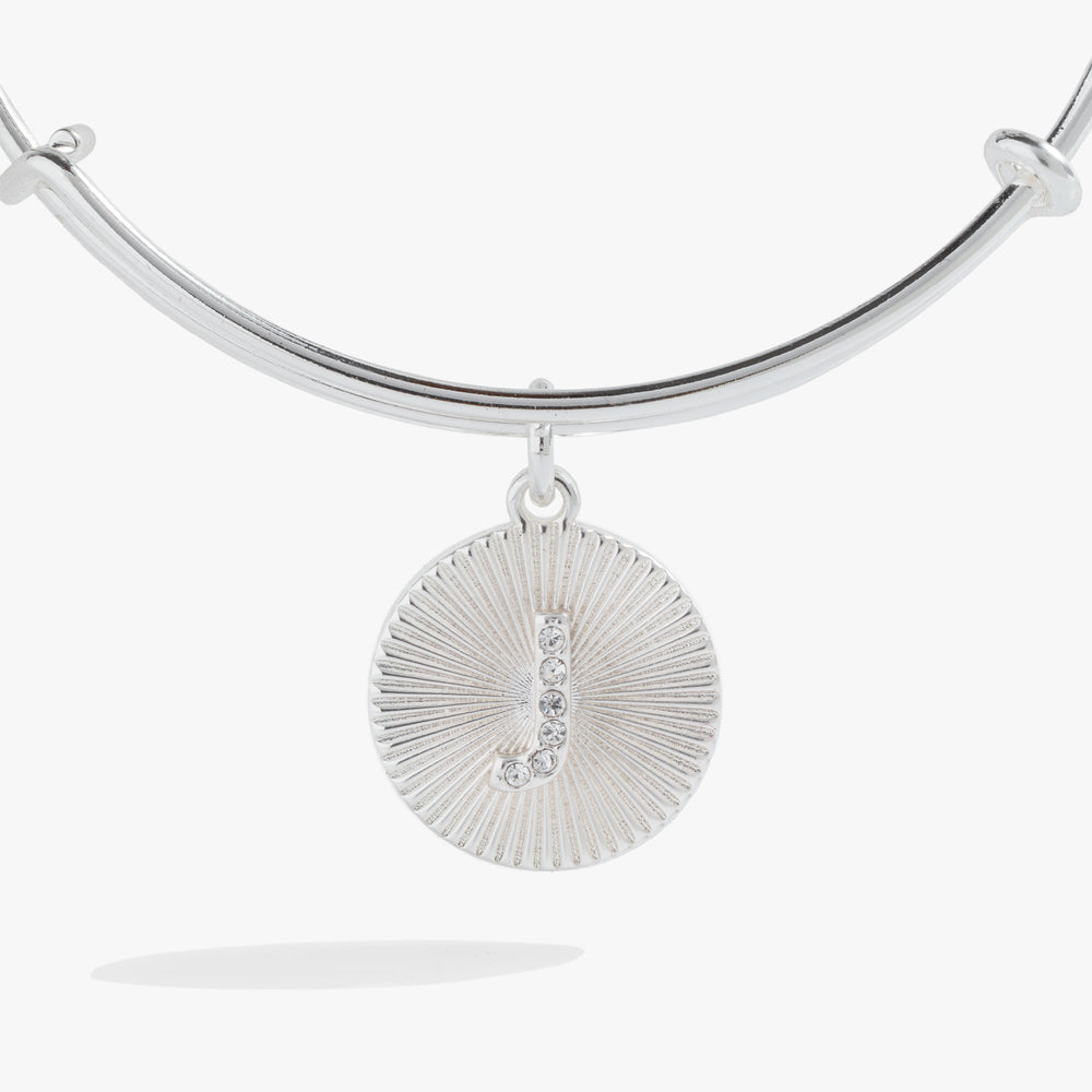 Pave Starburst Texture Initial Bangle J Gold | Alex and Ani
