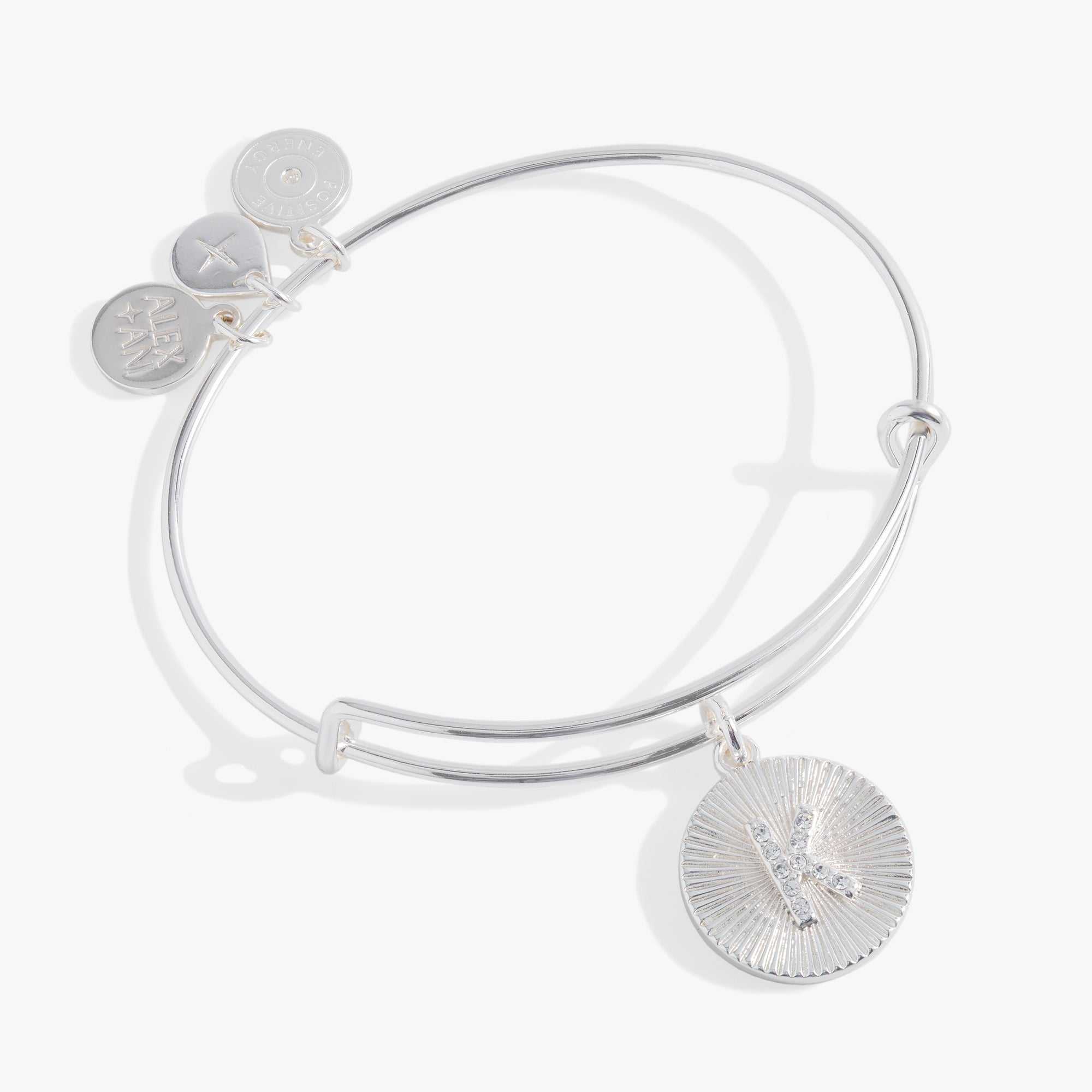Pave Starburst Texture Initial Bangle K Gold | Alex and Ani