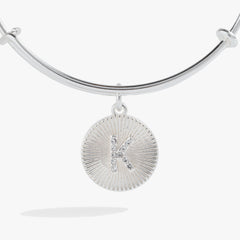 Pave Starburst Texture Initial Bangle K Gold | Alex and Ani