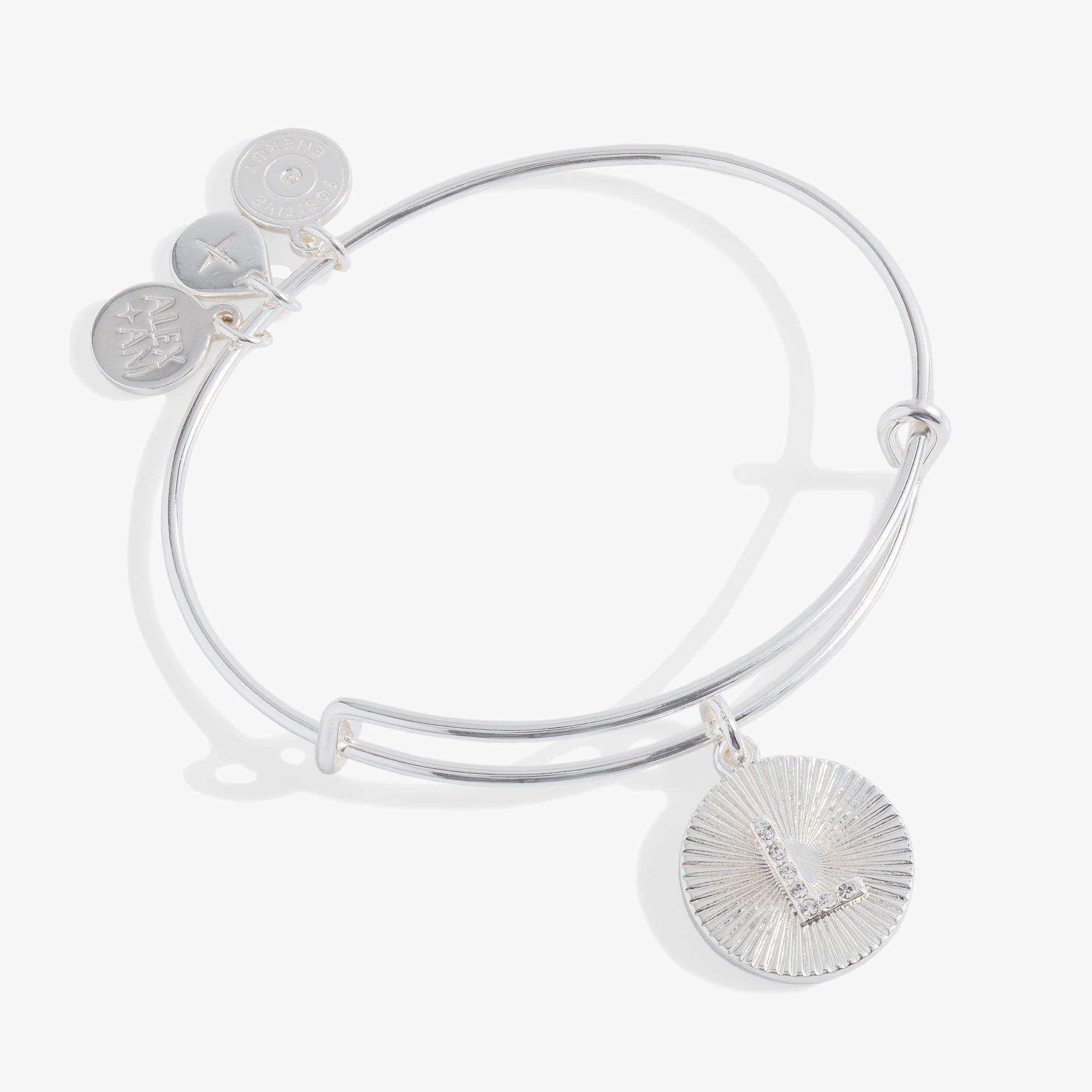 Initial L Pave Starburst Texture Bangle Gold | Alex and Ani