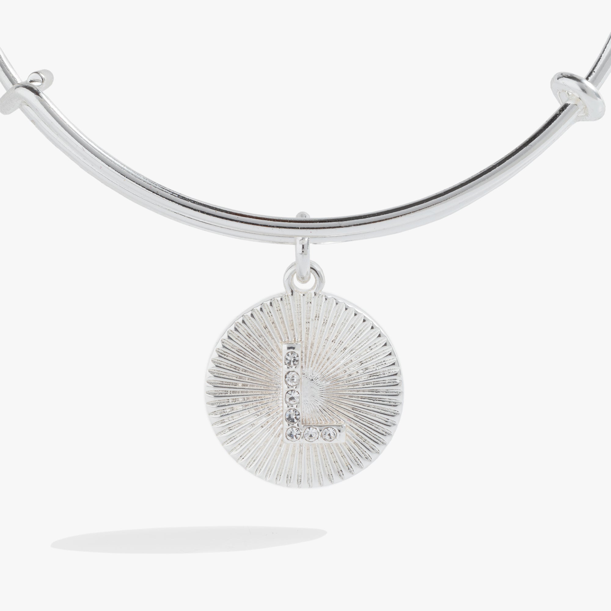 Initial L Pave Starburst Texture Bangle Gold | Alex and Ani