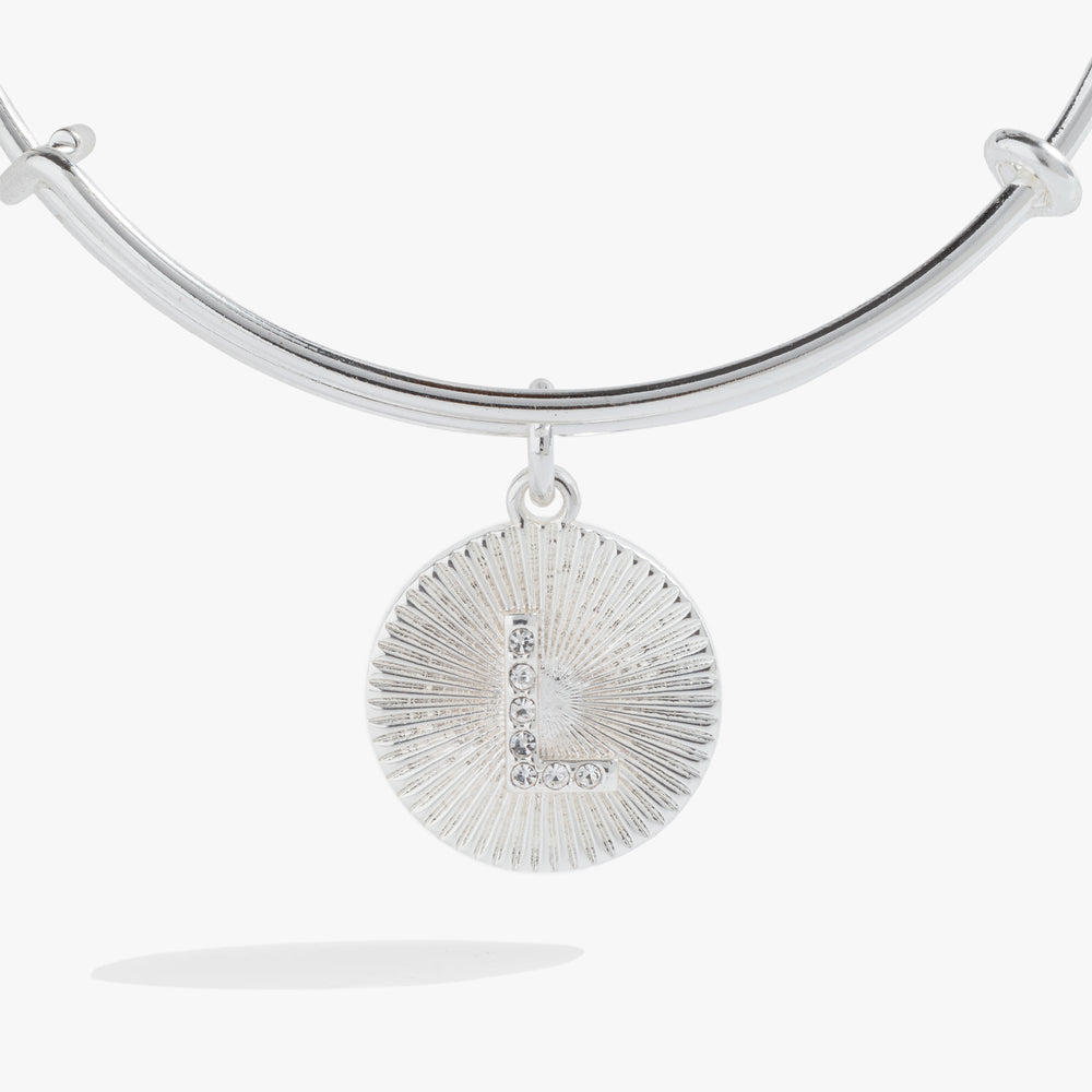 Initial L Pave Starburst Texture Bangle Gold | Alex and Ani