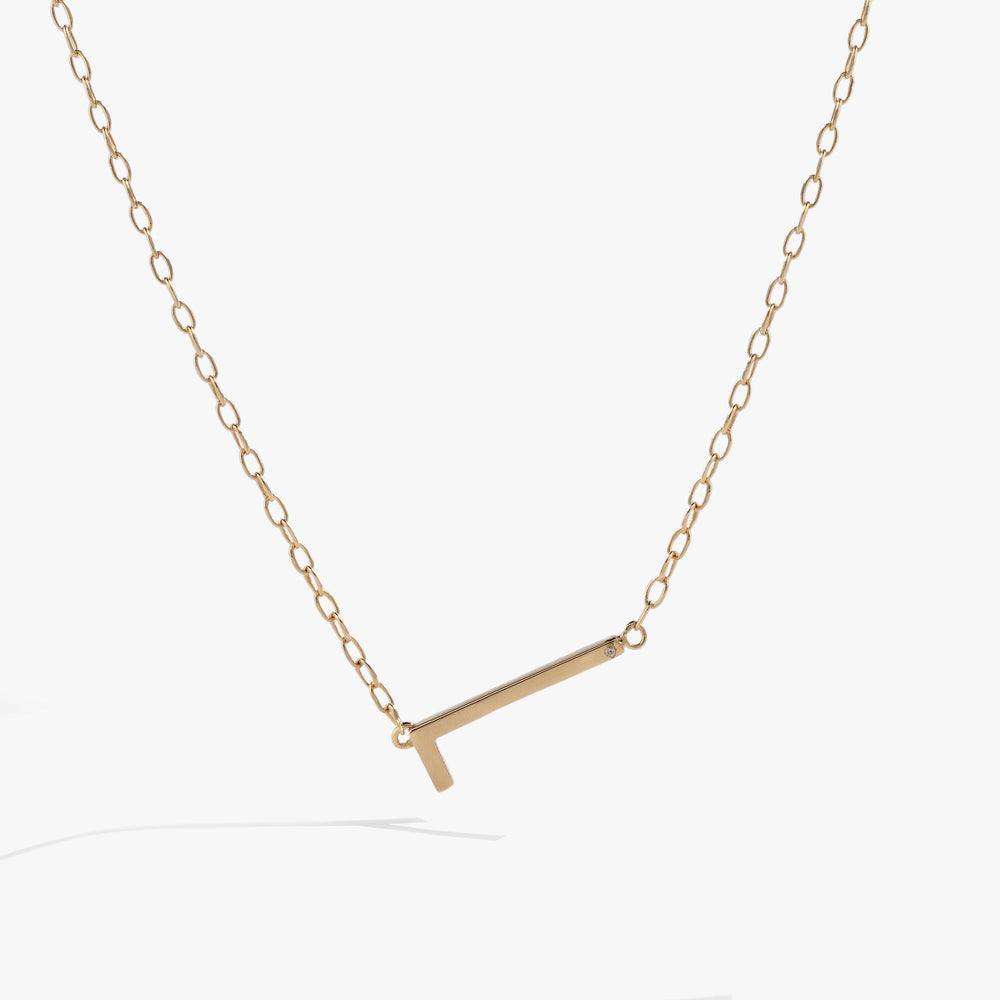 Precious Elongated Initial Necklace L 14kt Gold Over .925 Sterling Silver | Alex and Ani
