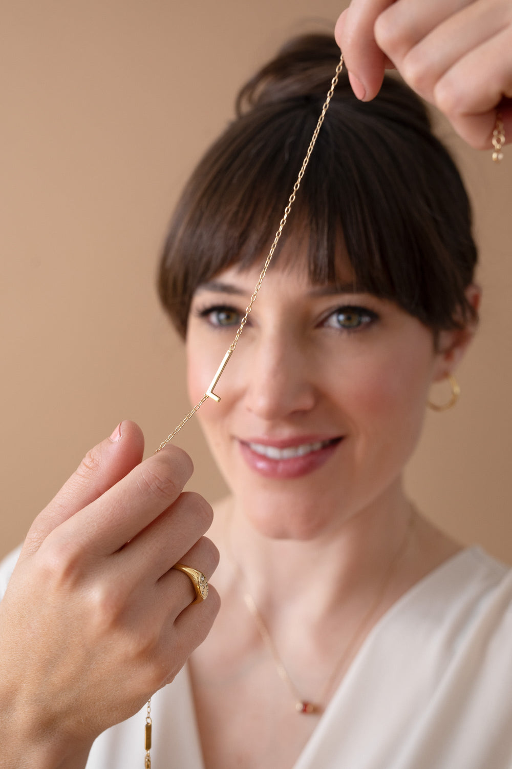 Precious Elongated Initial Necklace L 14kt Gold Over .925 Sterling Silver | Alex and Ani