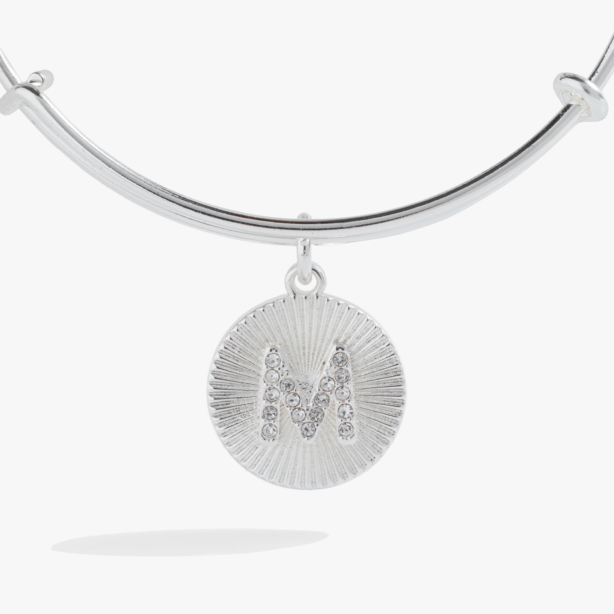 Pave Starburst Texture Initial Bangle M Gold | Alex and Ani