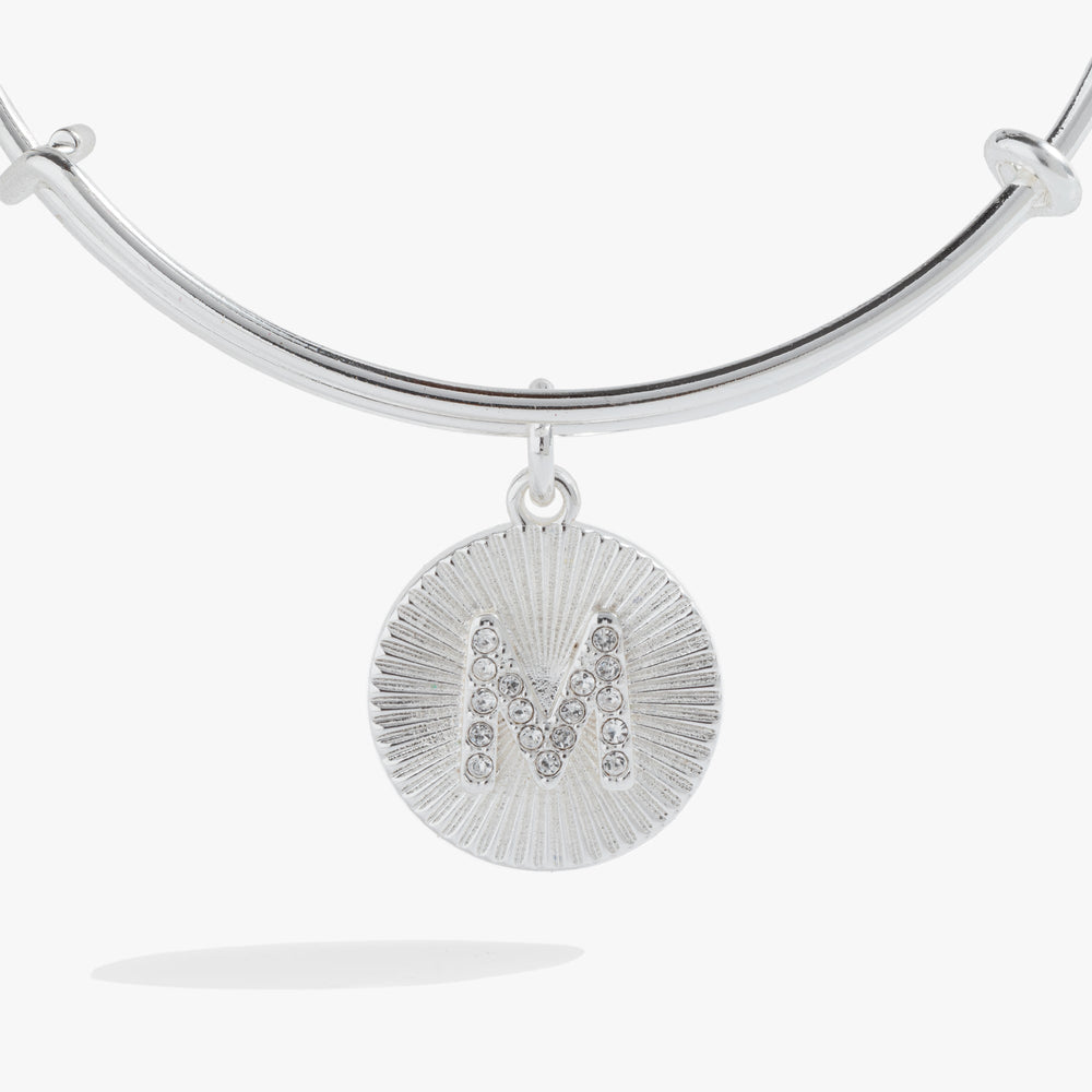 Pave Starburst Texture Initial Bangle M Gold | Alex and Ani