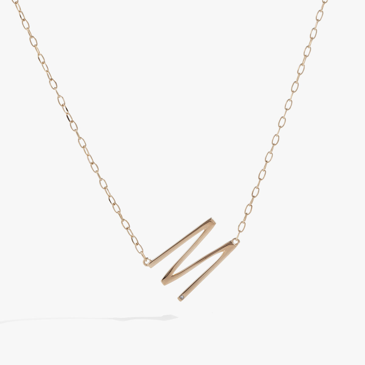 Precious Elongated Initial Necklace M 14kt Gold Over .925 Sterling Silver | Alex and Ani