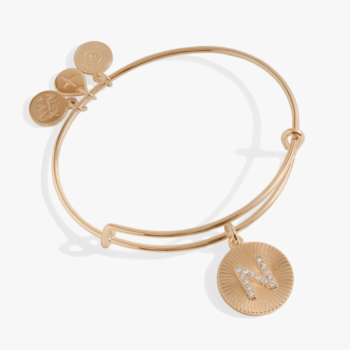 Pave Starburst Texture Initial Bangle N Gold | Alex and Ani