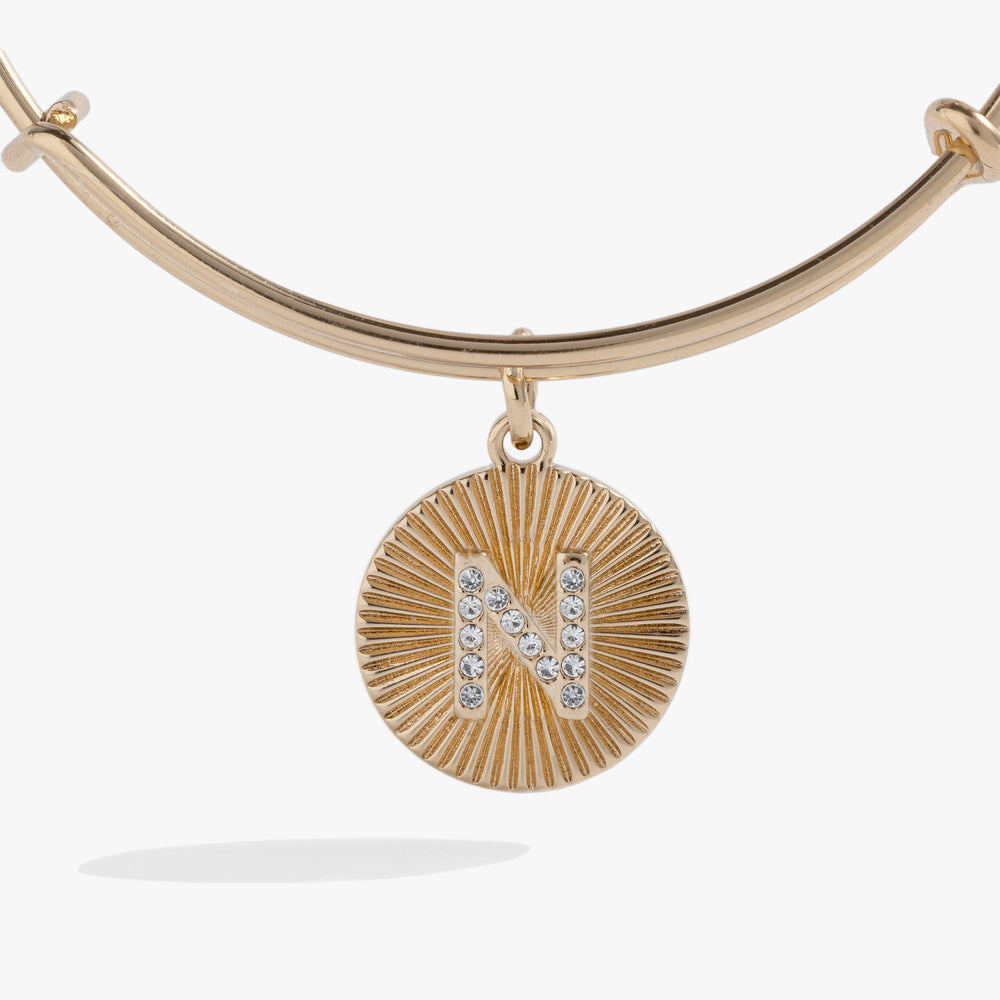 Pave Starburst Texture Initial Bangle N Gold | Alex and Ani
