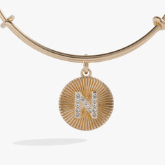 Pave Starburst Texture Initial Bangle N Gold | Alex and Ani