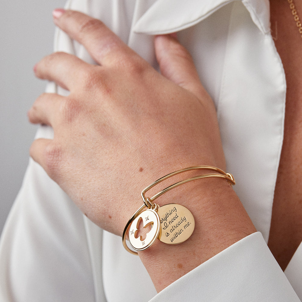 Hidden Message Butterfly Affirmation Bangle Gold | Alex and Ani