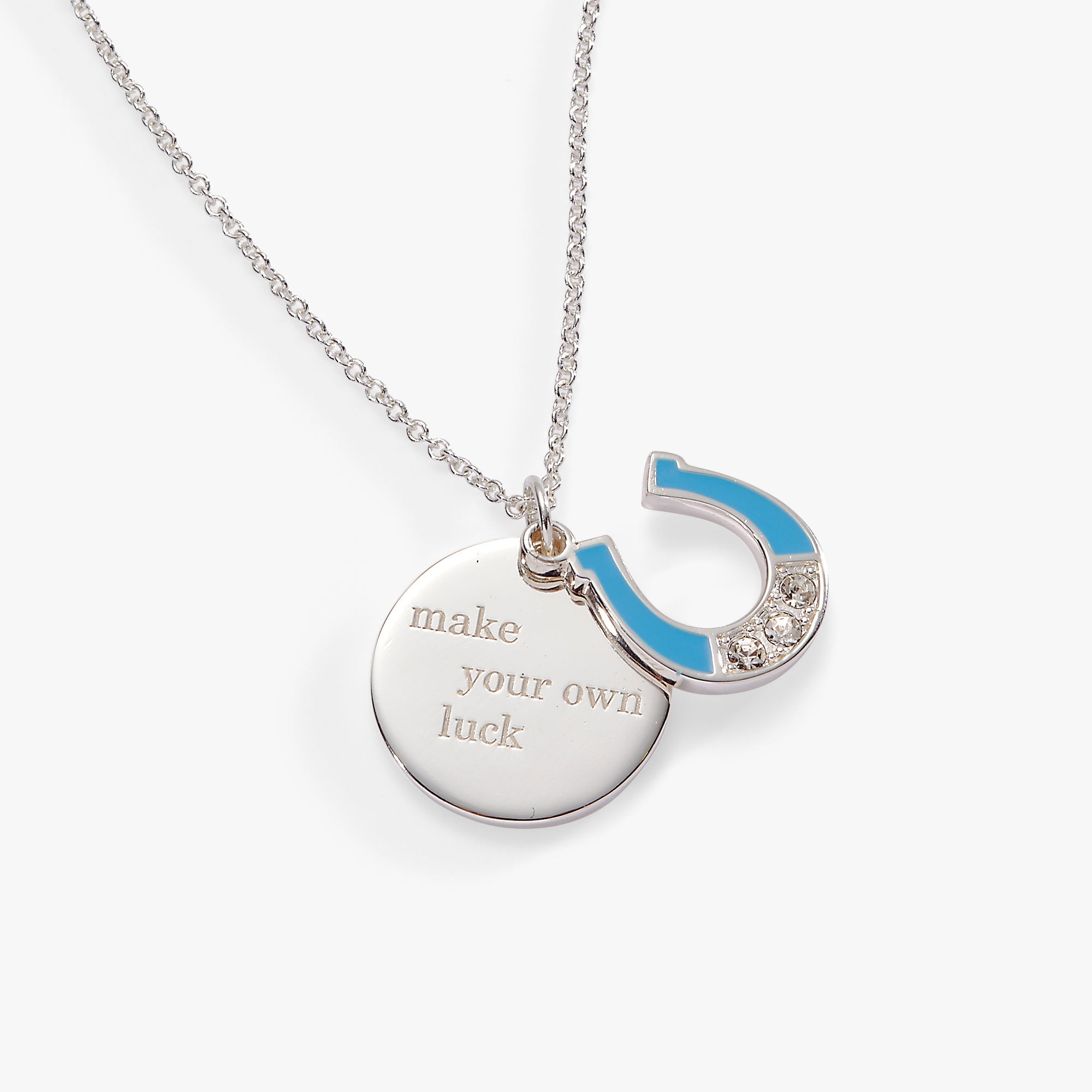 “Make Your Own Luck” Duo Charm Pendant Necklace Silver | Alex and Ani