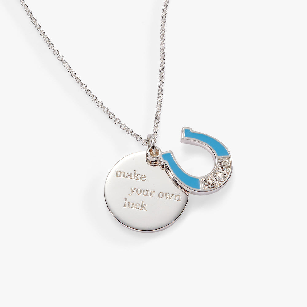 “Make Your Own Luck” Duo Charm Pendant Necklace Silver | Alex and Ani