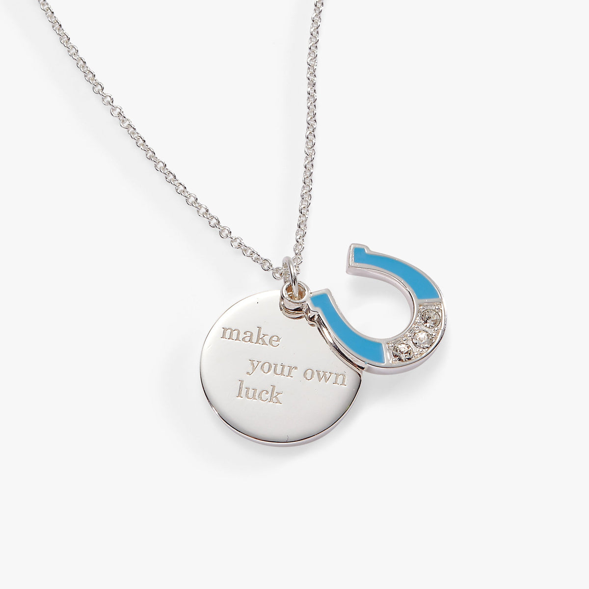 “Make Your Own Luck” Duo Charm Pendant Necklace Silver | Alex and Ani