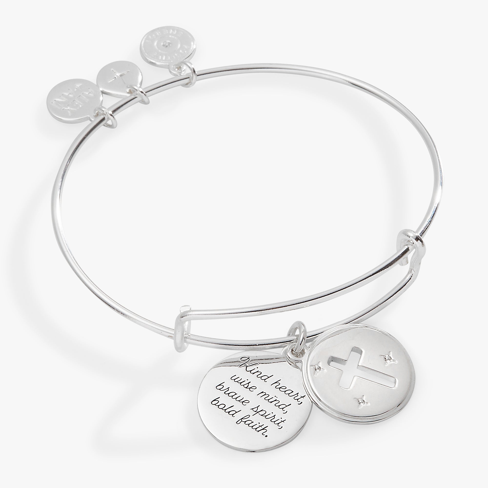 Hidden Message Cross Affirmation Bangle Silver | Alex and Ani