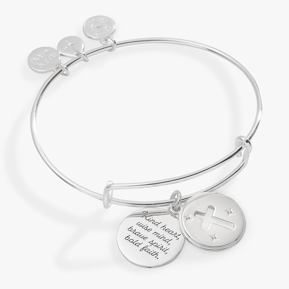 Hidden Message Cross Affirmation Bangle Silver | Alex and Ani