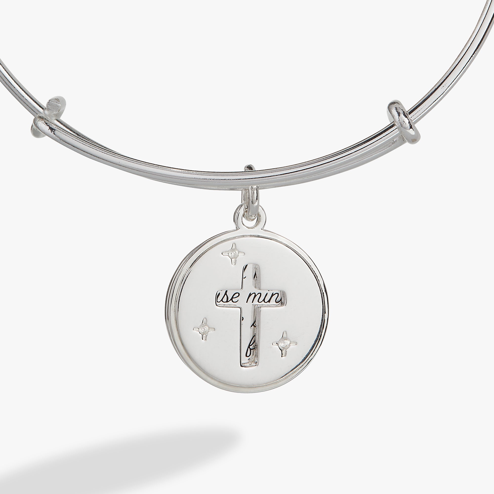 Hidden Message Cross Affirmation Bangle Silver | Alex and Ani