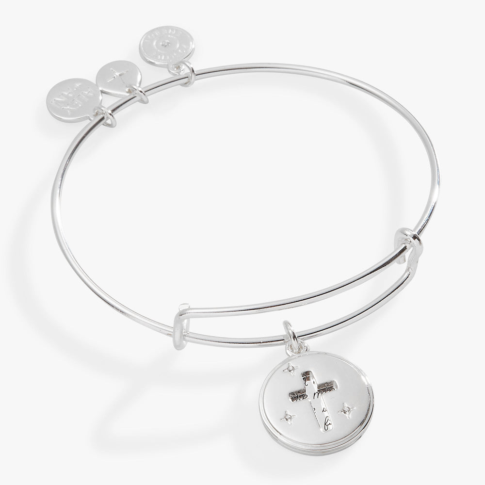 Hidden Message Cross Affirmation Bangle Silver | Alex and Ani