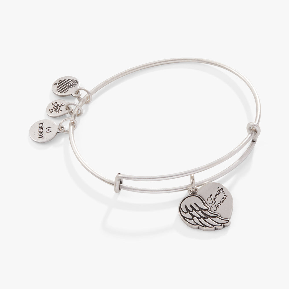 Family Forever' Angel Wing Heart Charm Bangle
    
    
    
       Rafaelian Silver | Alex and Ani