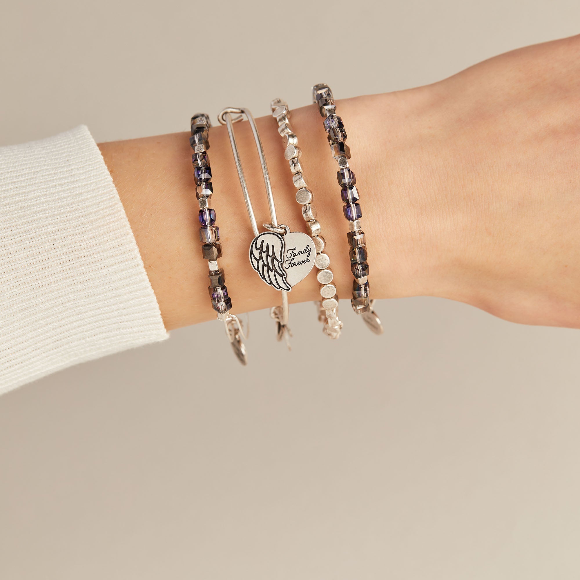 Family Forever' Angel Wing Heart Charm Bangle
    
    
    
       Rafaelian Silver | Alex and Ani