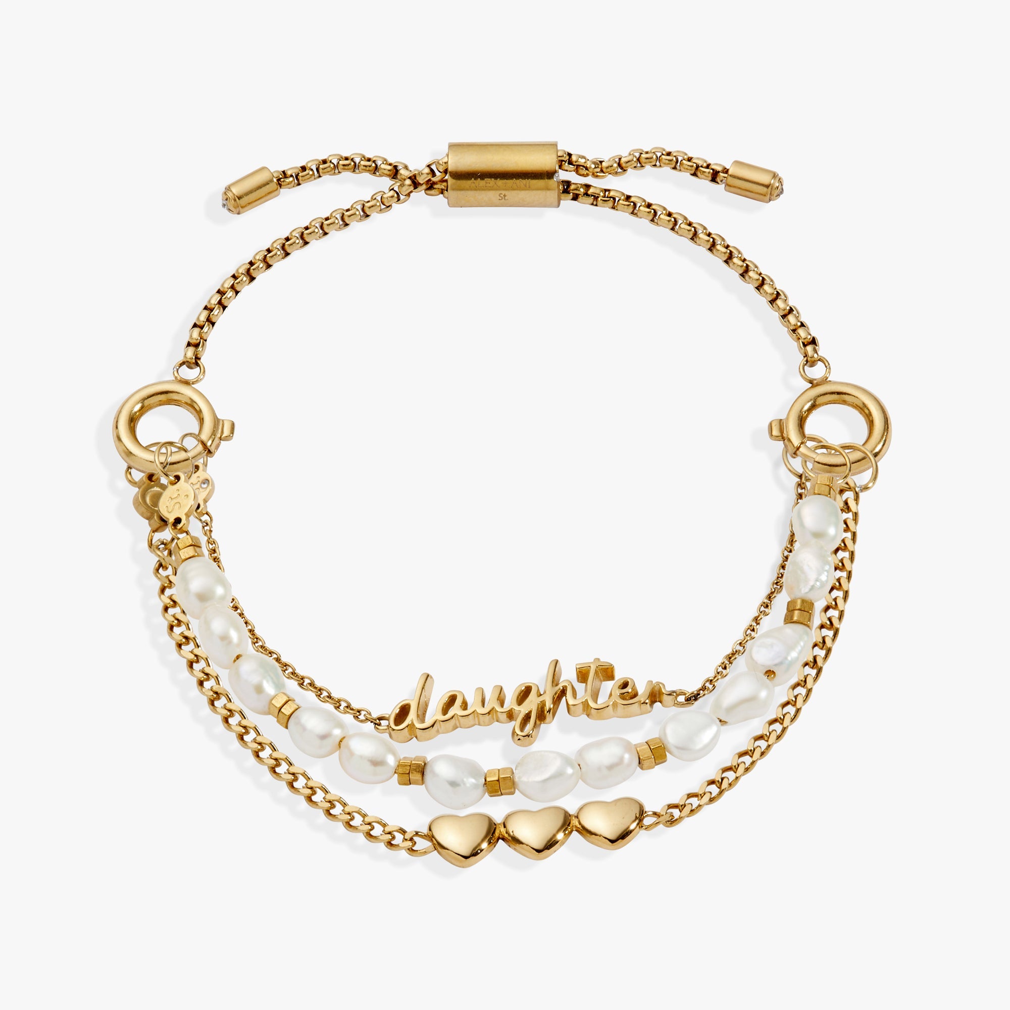 “Home is where the heart is” Daughter Stranded Bracelet Stainless Steel Gold | Alex and Ani