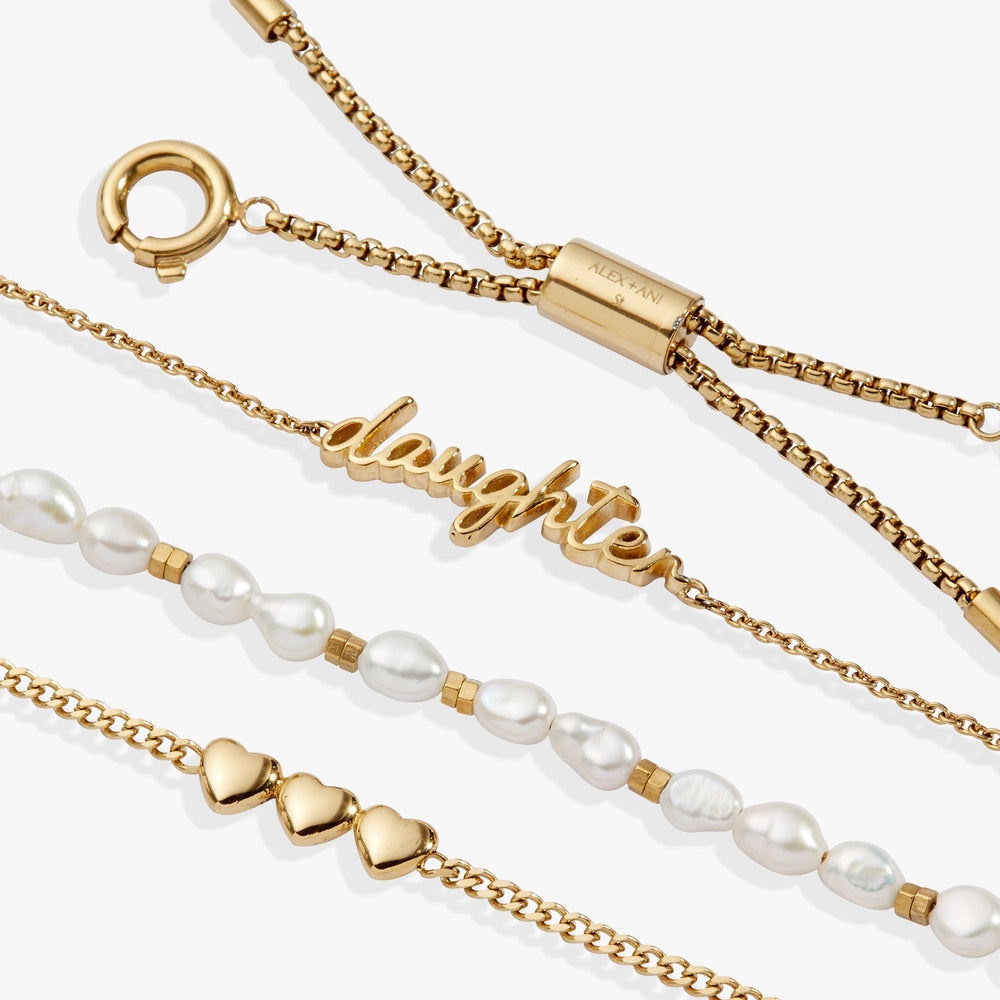 “Home is where the heart is” Daughter Stranded Bracelet Stainless Steel Gold | Alex and Ani