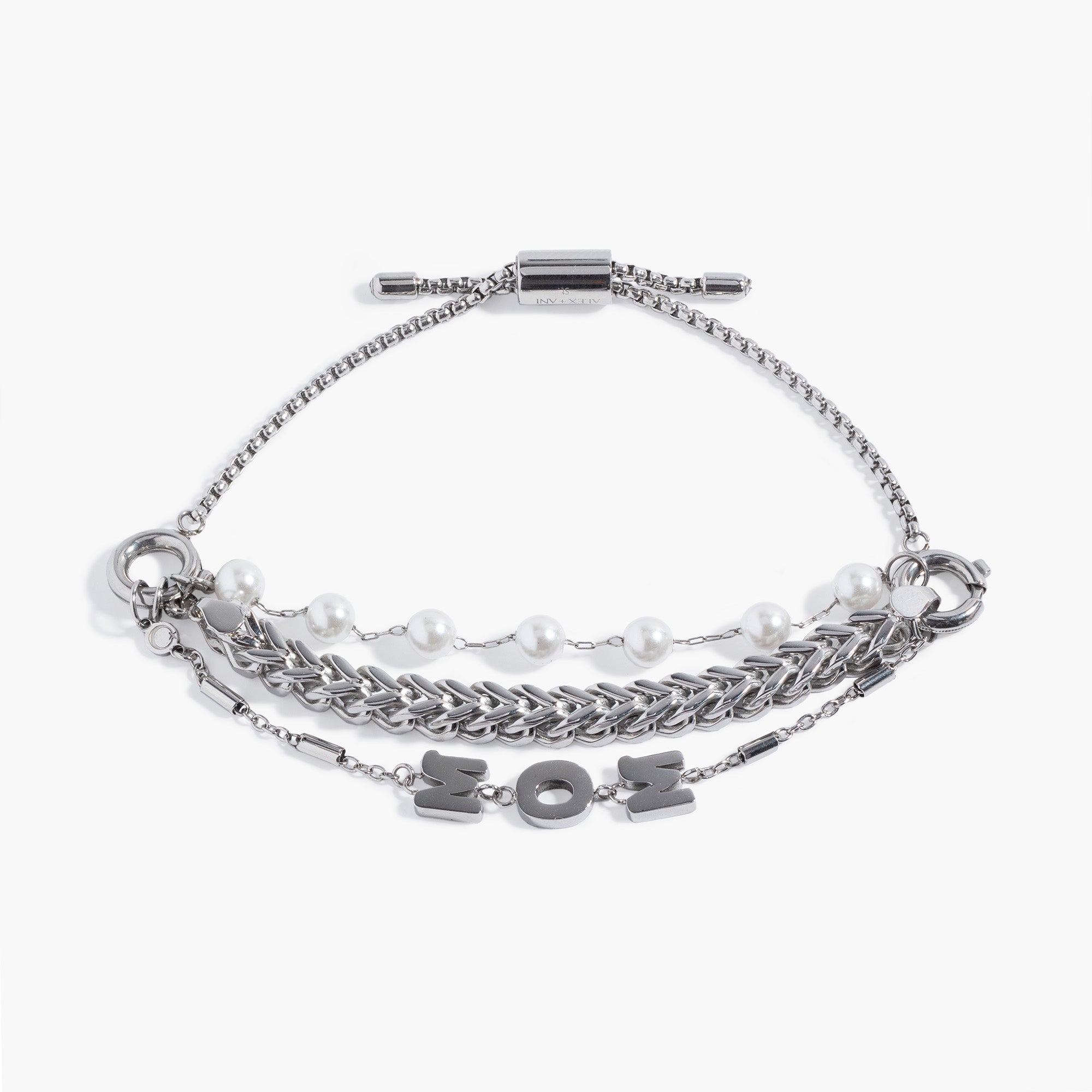 Stranded Pearl Mom Bracelet​ Stainless Steel Silver | Alex and Ani