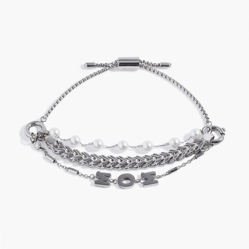 Stranded Pearl Mom Bracelet​ Stainless Steel Silver | Alex and Ani