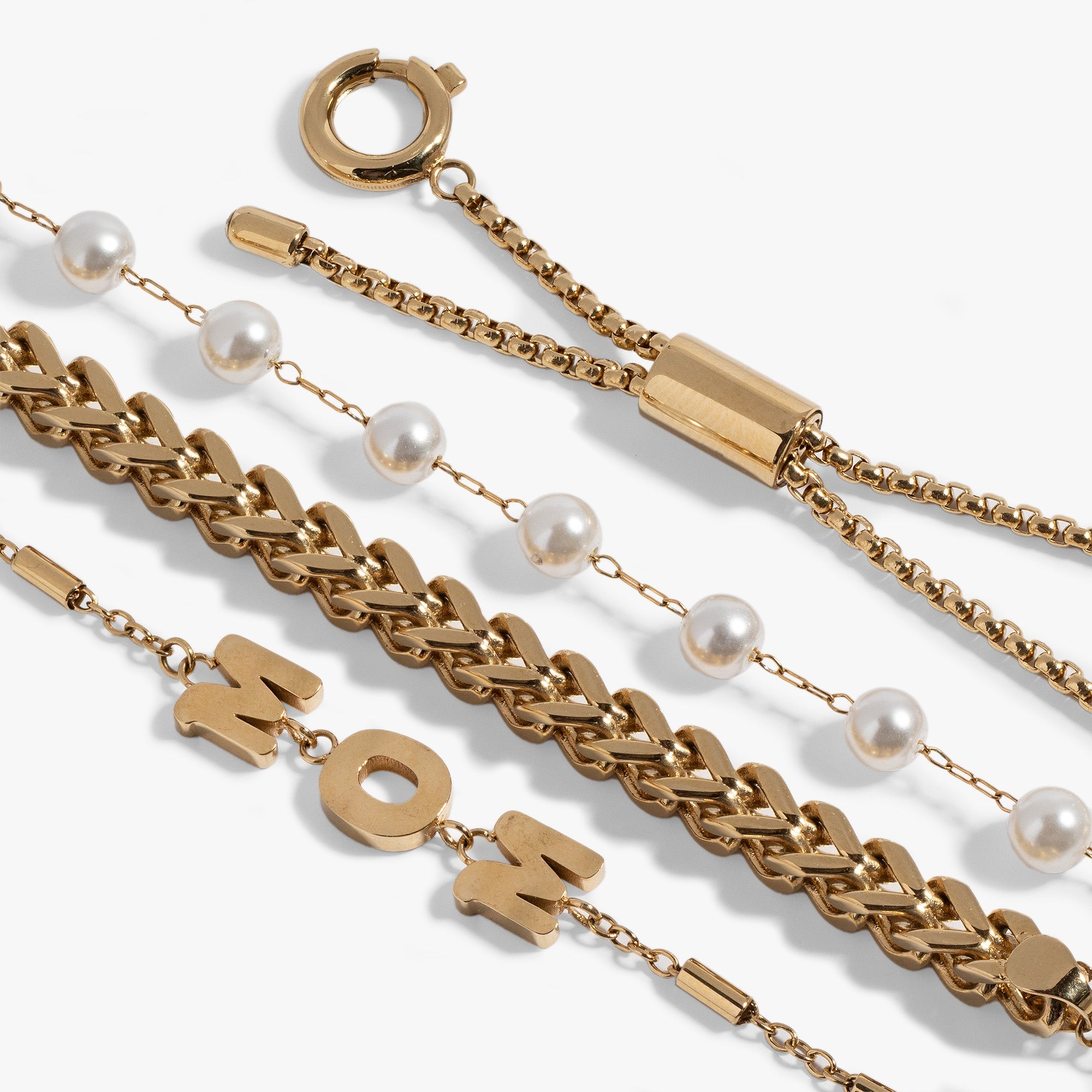 Stranded Pearl Mom Bracelet​ Stainless Steel Silver | Alex and Ani
