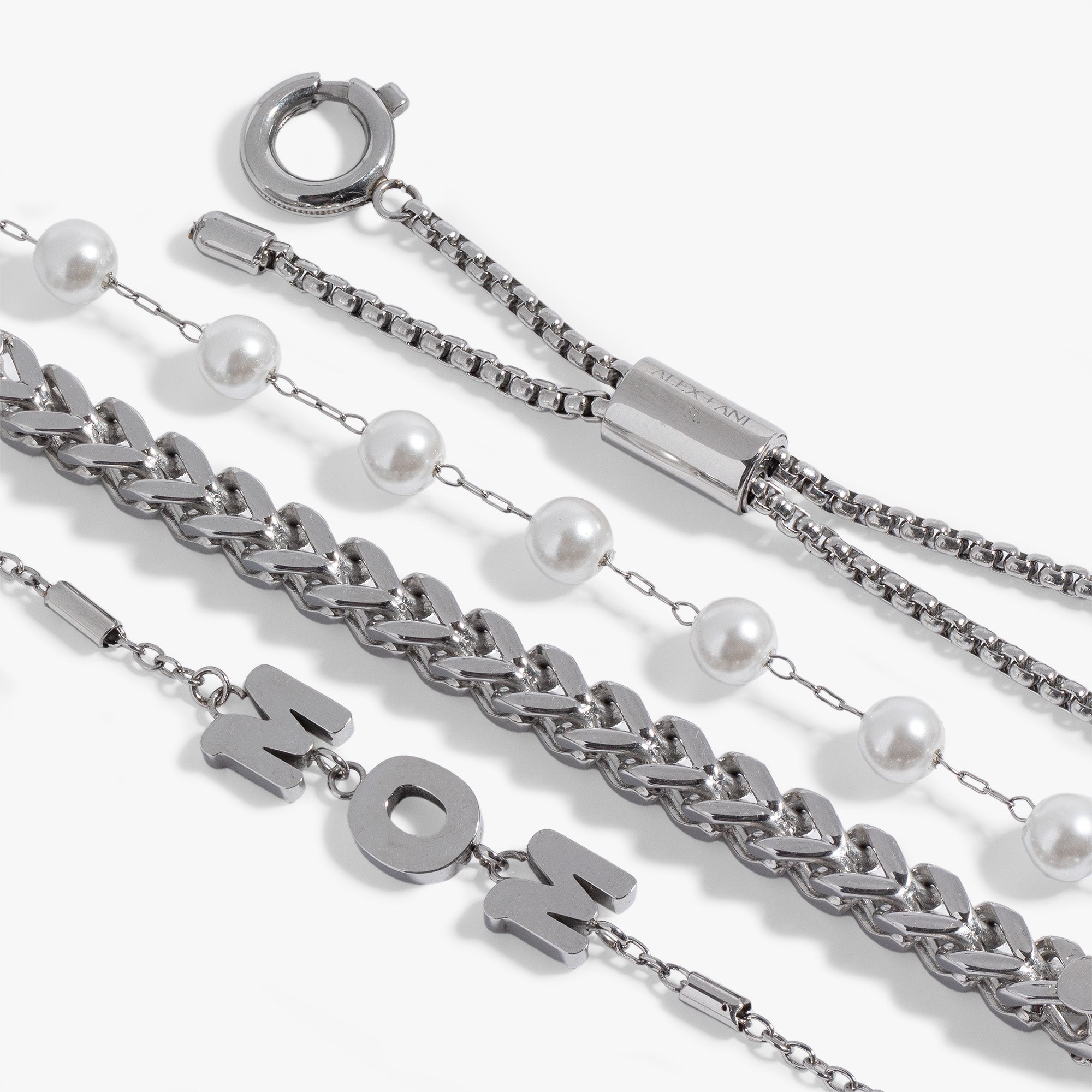 Stranded Pearl Mom Bracelet​ Stainless Steel Silver | Alex and Ani